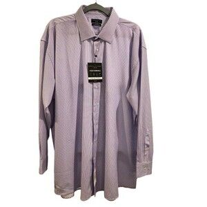 Men's XLG 18.5 34/35 Shirt Shaqille O'Neal Long Sleeve Button Down Navy & Pink